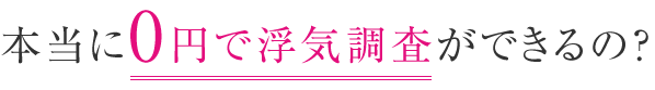 本当に0円で浮気調査ができるの？